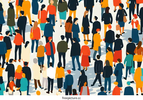 Crowd of People Walking in Different Directions, Diverse Crowd, Diverse Ethnicity