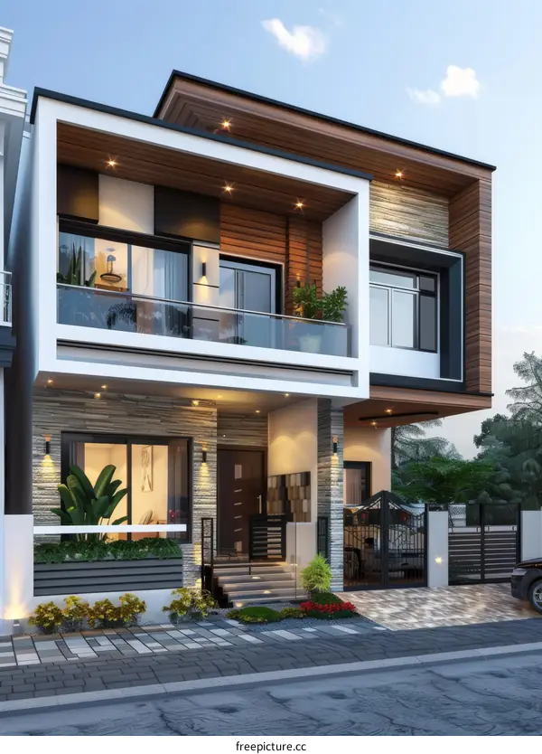 Modern Townhouse with Backyard Garden Design