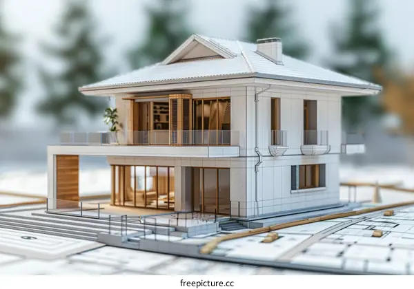 Architectural Model of a Modern House Design