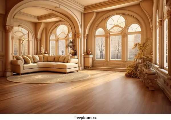 Spacious Well-Lit Living Room With Plants