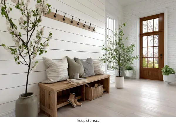 Rustic Farmhouse Entryway Design Illustration