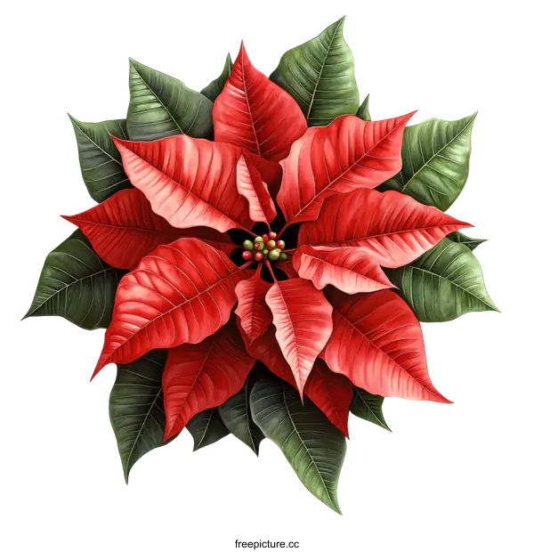 [Transparent Background PNG]Beautiful Christmas Poinsettia Illustration