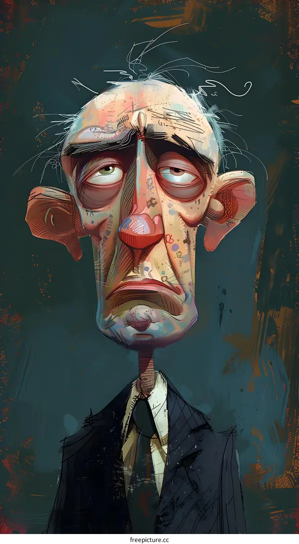 A painting of an old man with a wrinkled face