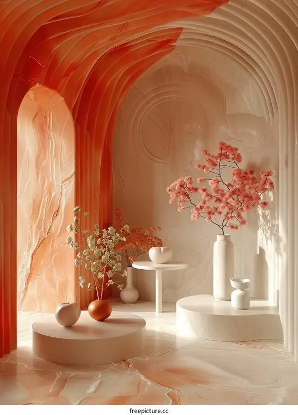 Modern Interior Design with Peach-toned Walls