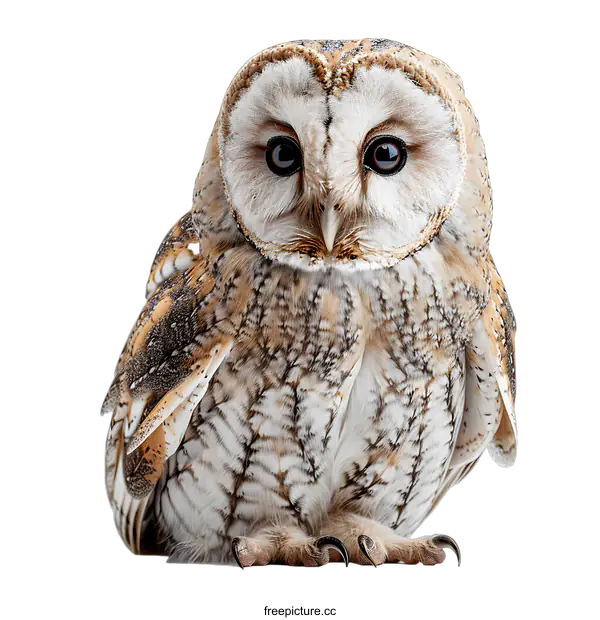 [Transparent Background PNG]Barn Owl Perched on White