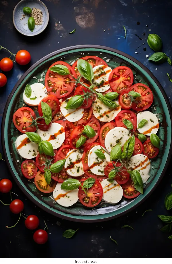 Delicious and Healthy Tomato Salad with Mozzarella Cheese and Basil
