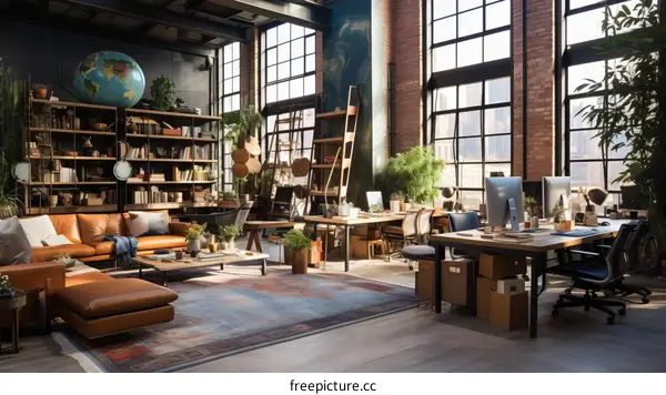 industrial style home office interior design