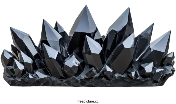 [Transparent Background PNG]Abstract Black Crystal Cluster Sculpture