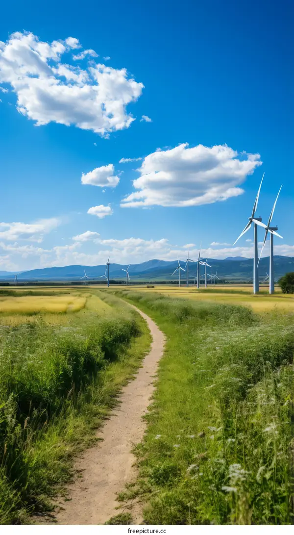 Wind turbines in a field of wheat