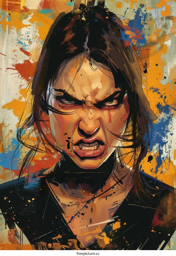 portrait of a woman with an angry expression on her face