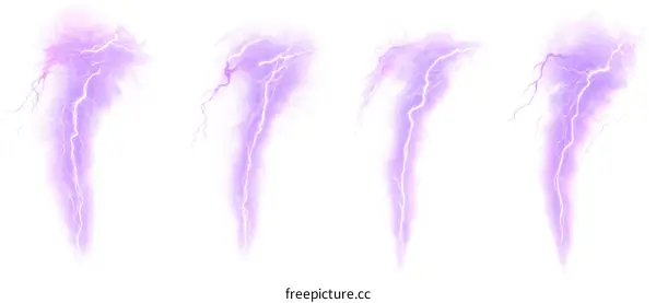 Purple Lightning Illustrations Set