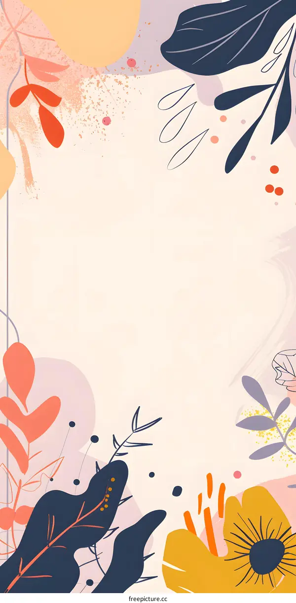 Abstract Floral Illustration with Pink Background