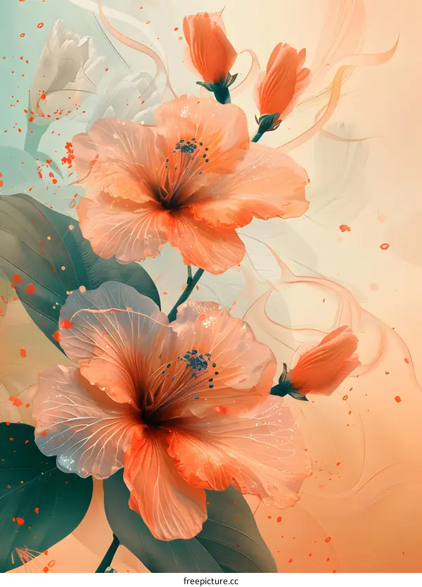peach hibiscus flowers