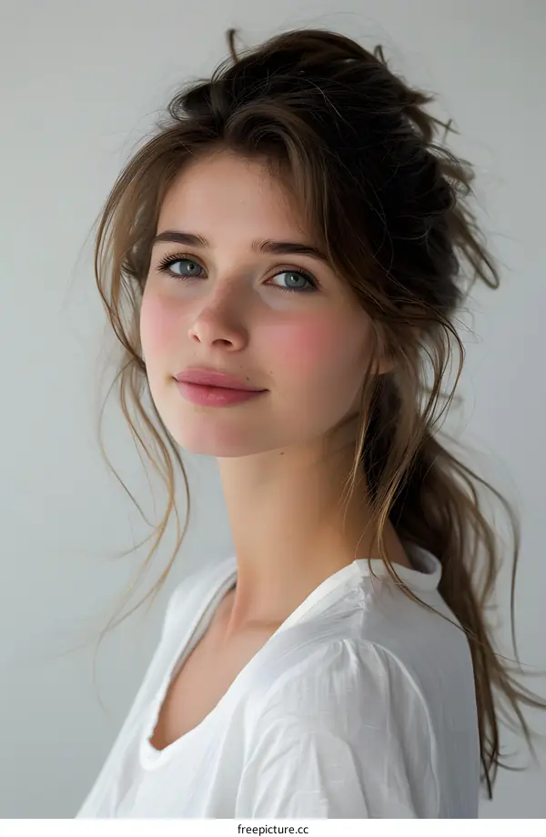 Portrait of a Young Woman with Freckles