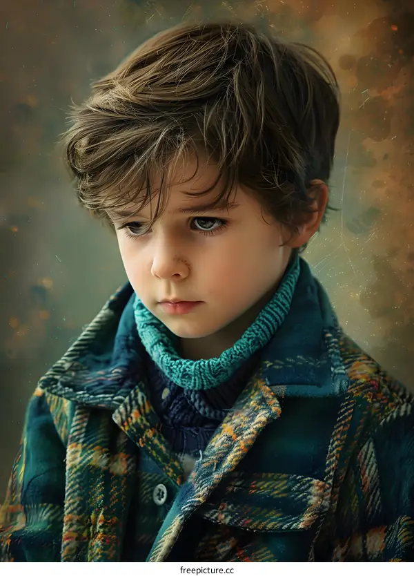 portrait of a boy in a green sweater