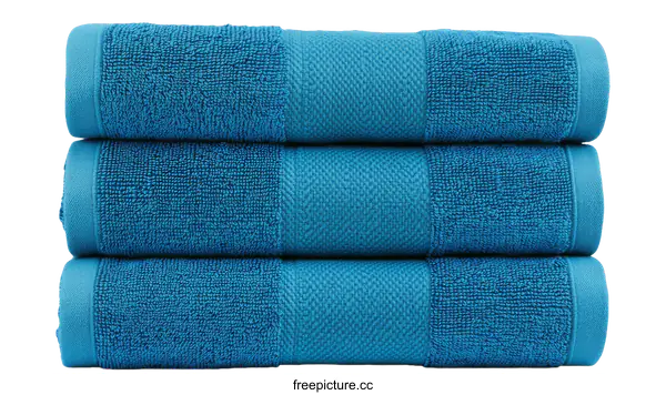 [Transparent Background PNG]Stack of Three Teal-Colored Bath Towels