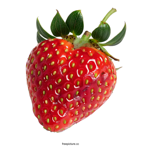 [Transparent Background PNG]Single Ripe Strawberry on White