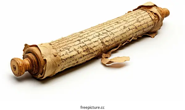 Damaged Ancient Scroll with Latin Text