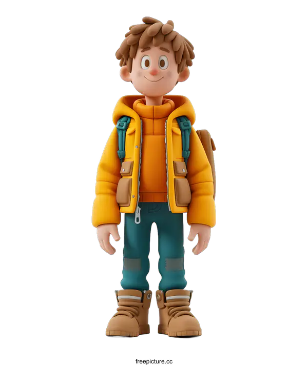 [Transparent Background PNG]boy with a big backpack