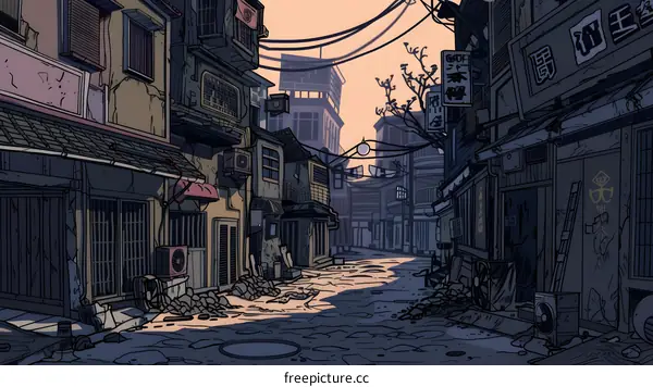 Japanese Style Alleyway Illustration