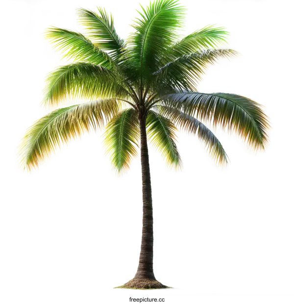 [Transparent Background PNG]Beautiful Tropical Palm Tree Isolated on White Background