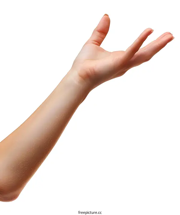 Female Hand Gesture on White Background