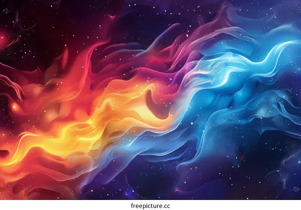 Abstract Colorful Flowing Cosmic Design