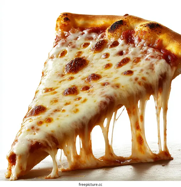 Melted Cheese Pizza Slice Close-up