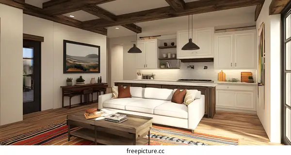 Modern Farmhouse Style Living Room Kitchen Interior Design