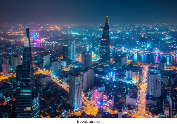 Night view of Ho Chi Minh City, Vietnam