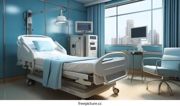 Illustration of a modern hospital room interior