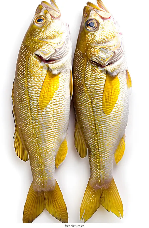 Two Golden Snappers on White Background