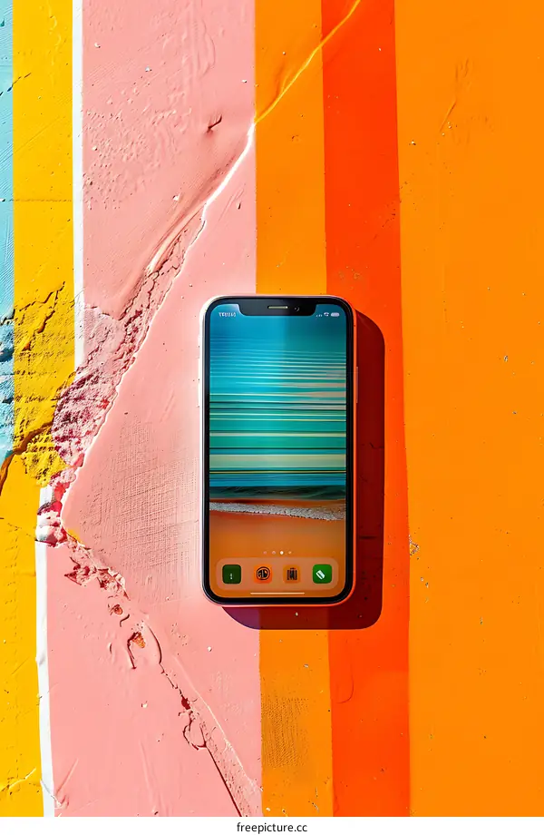Colorful Stripes Background With a Cellphone
