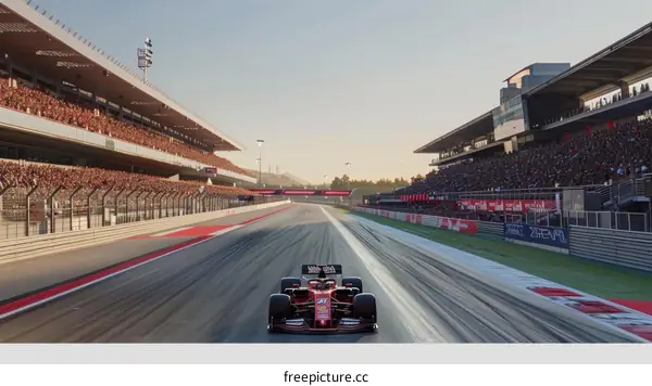 Formula One Car Racing on Track