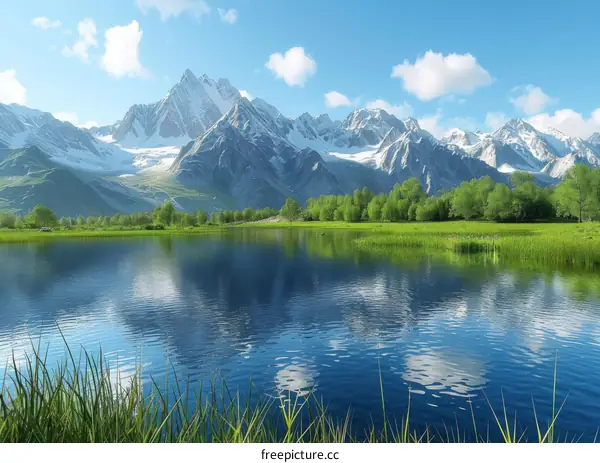 Majestic Mountains and Tranquil Lake