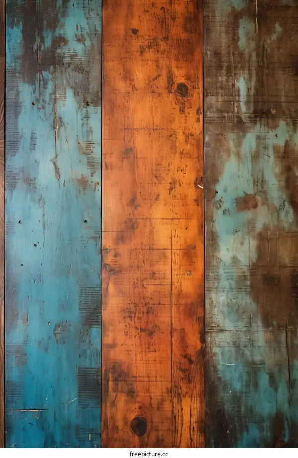 Distressed Blue and Brown Wood Plank Background
