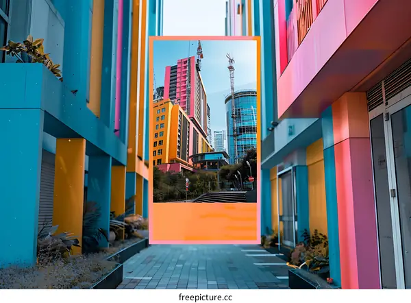 Colorful City Buildings Architecture
