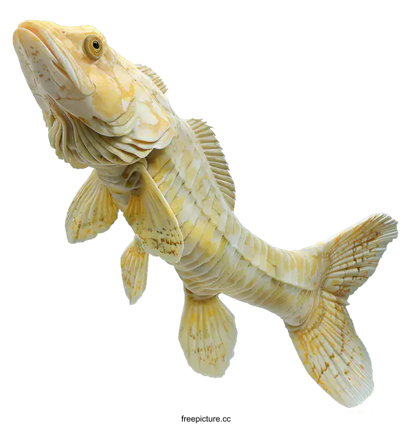 [Transparent Background PNG]A 3D illustration of a white fish