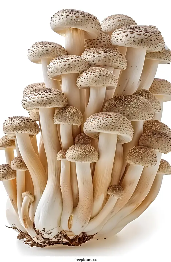 Cluster of Honey Mushrooms on White Background