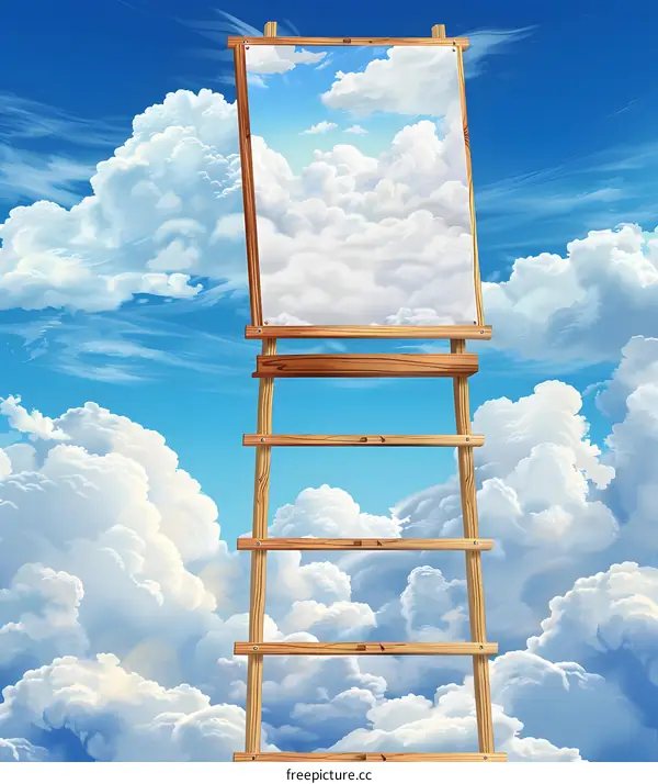Wooden Ladder Leading to the Clouds