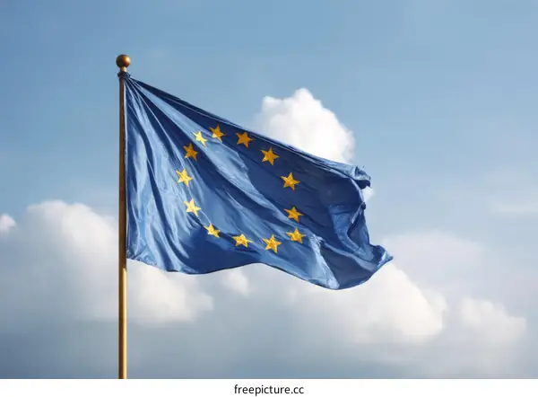 European Union Flag Against a Clear Sky
