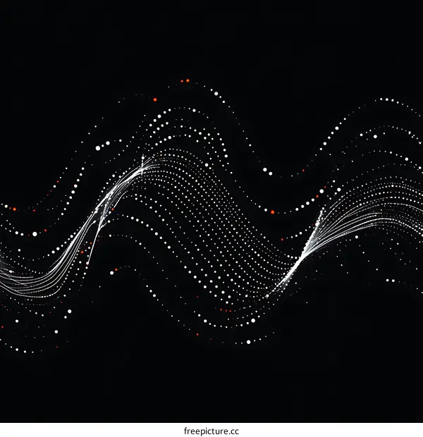 Abstract Wave of White Dots on Black Background