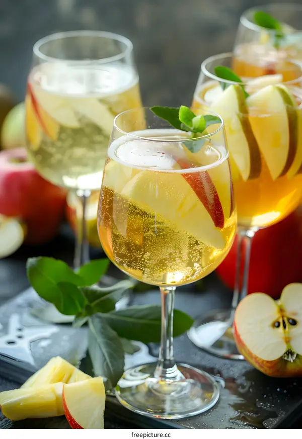 Apple Cider Cocktail with Fresh Apple Slices