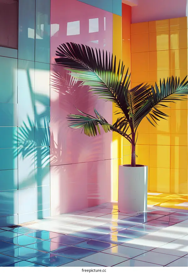 Palm Tree in a Colorful Room