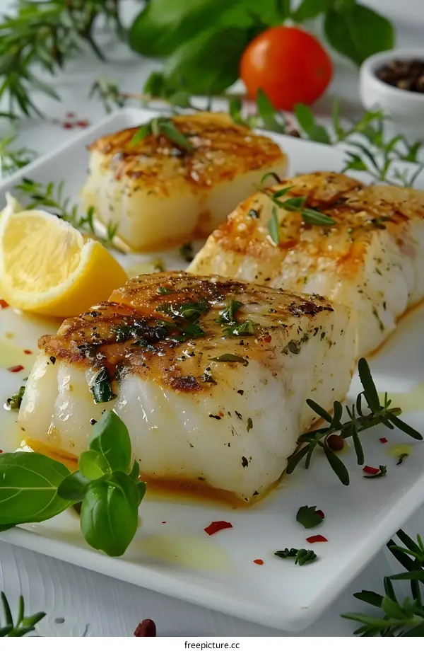 Grilled Cod Fish with Herbs and Lemon