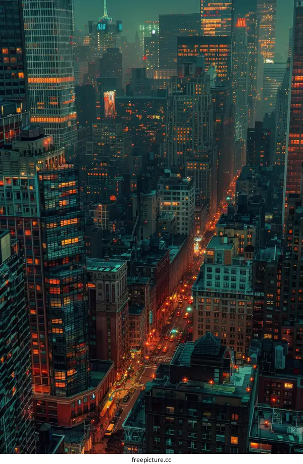 Night Cityscape of Skyscrapers in a Metropolis