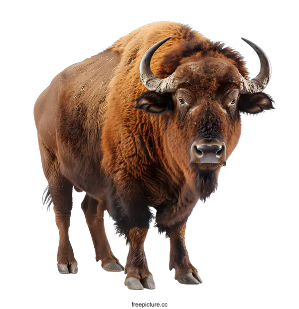 [Transparent Background PNG]European Bison standing on white background