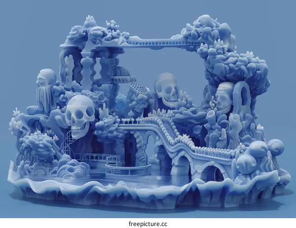 Coral Reef with Skulls and Water