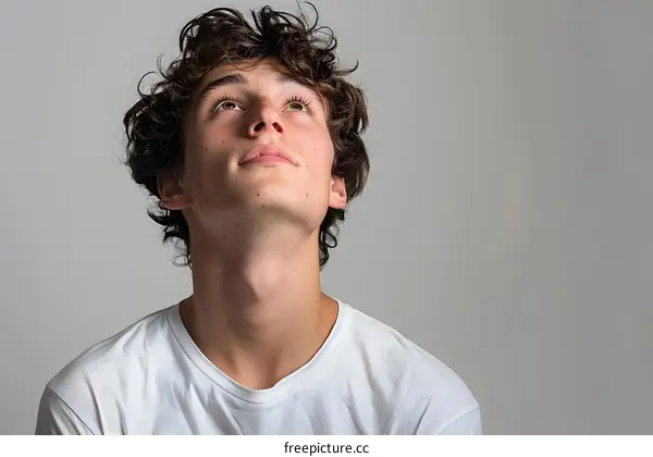 Portrait of Young Man Looking Up