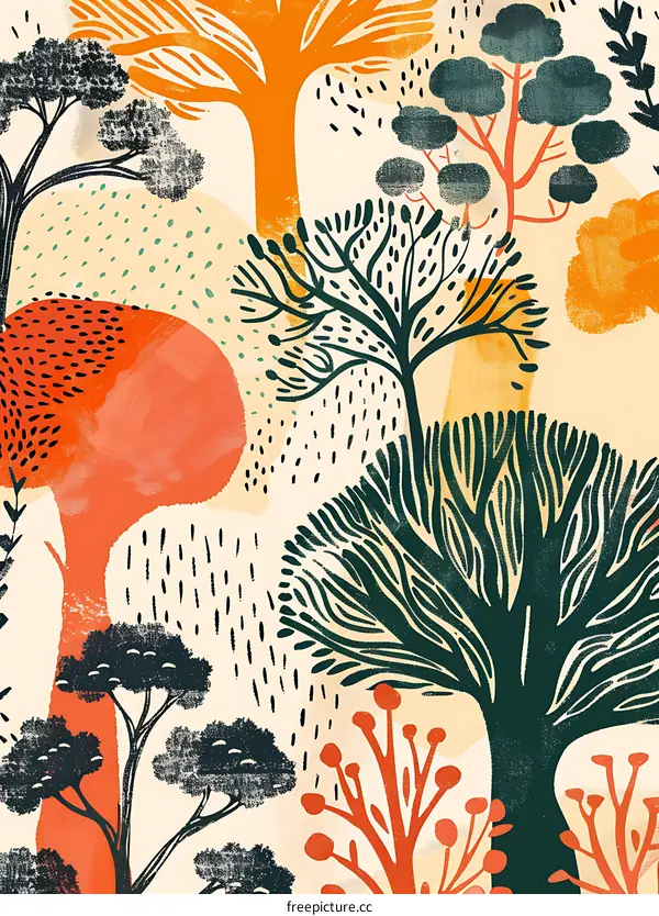 Abstract Illustration of Trees in Forest
